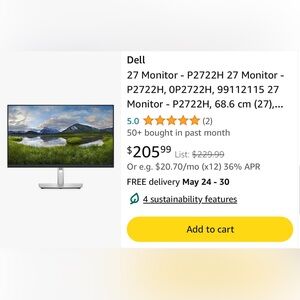 Dell P2722H 27-Inch Monitor with Silver Stand
